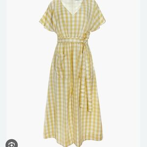 Madewell Dolman sleeve Yellow Gingham Maxi Dress size 0